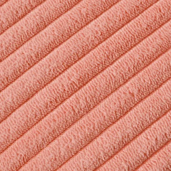 Coral Pink Corduroy Luxury Velvet Pompom Bed/Sofa Throw Pillow Cover/Case Set - Picture 5 of 8